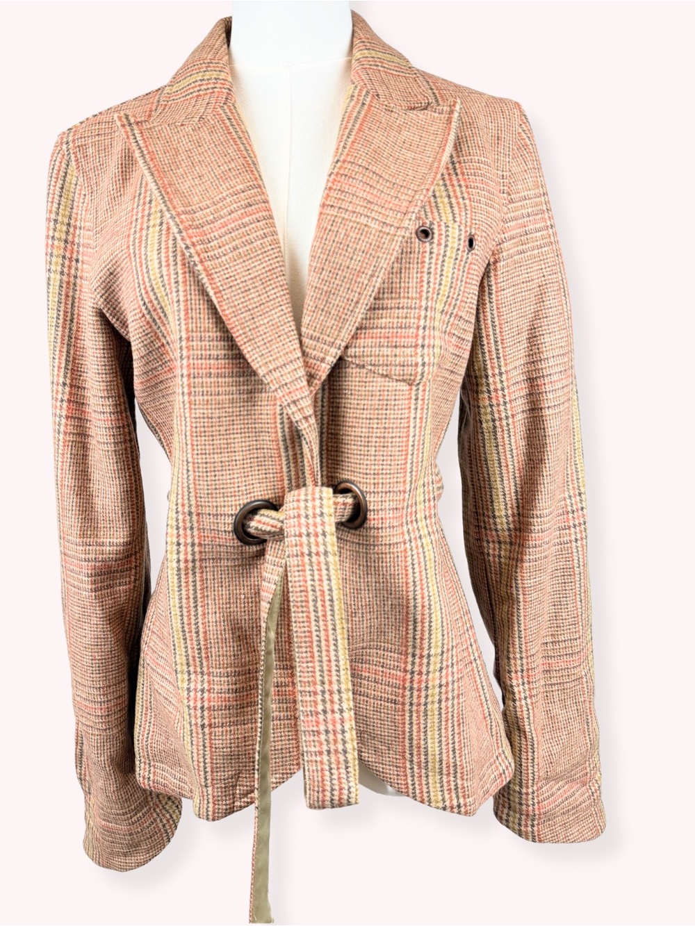 Vintage Triple Five Soul Plaid Belted Blazer Jacket Medium Y2K Grunge